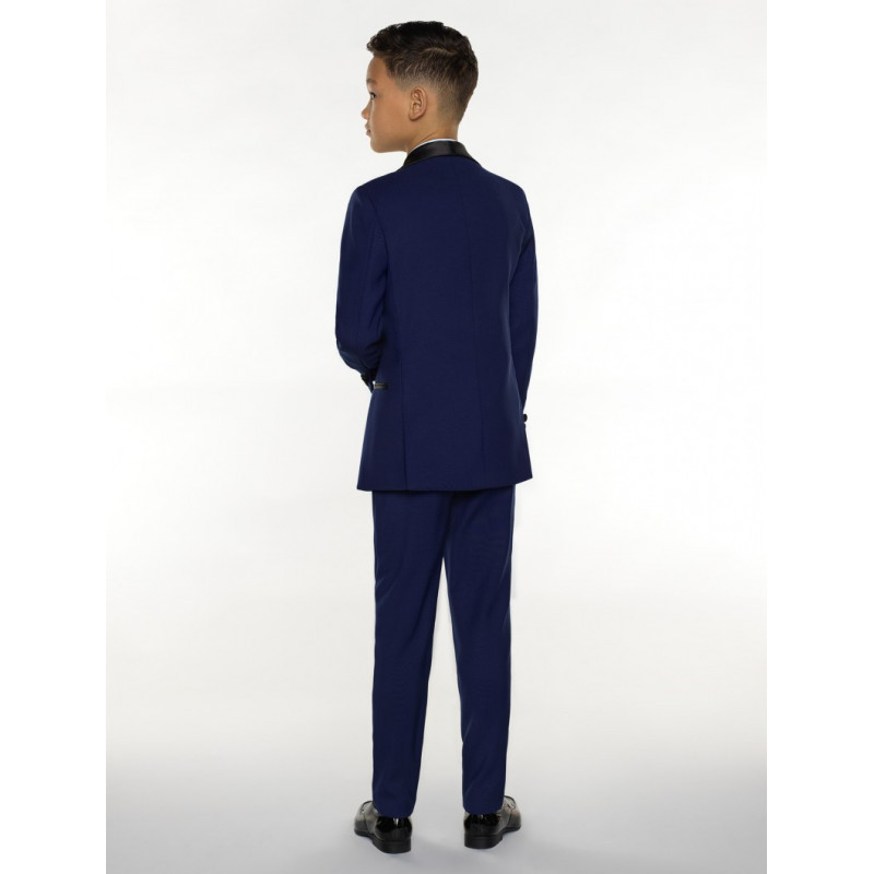 Gilet Smoking Mel Howard Longue, Bleu Chandelle, Cravate Assortie - Garçon L/XL